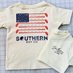 (Natural) American Golf Flag Short Sleeve Kids Tee