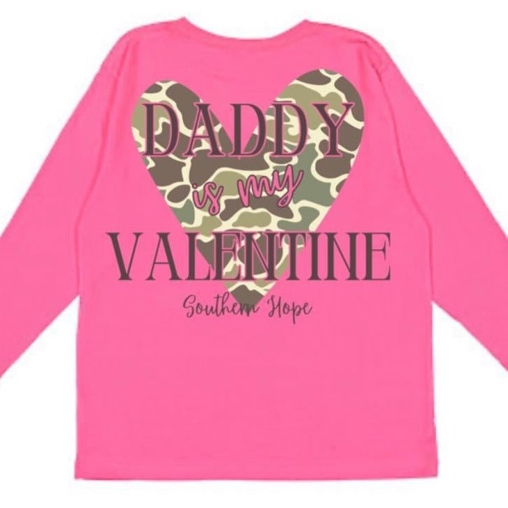 (LONG) Daddy is My Valentine Long Sleeve Kids Tee