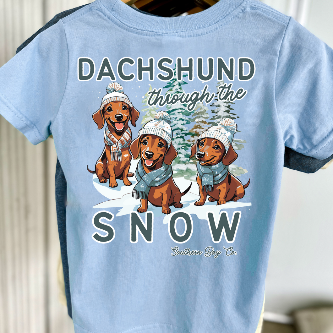 BOYS Dachshund Through The Snow Short Sleeve