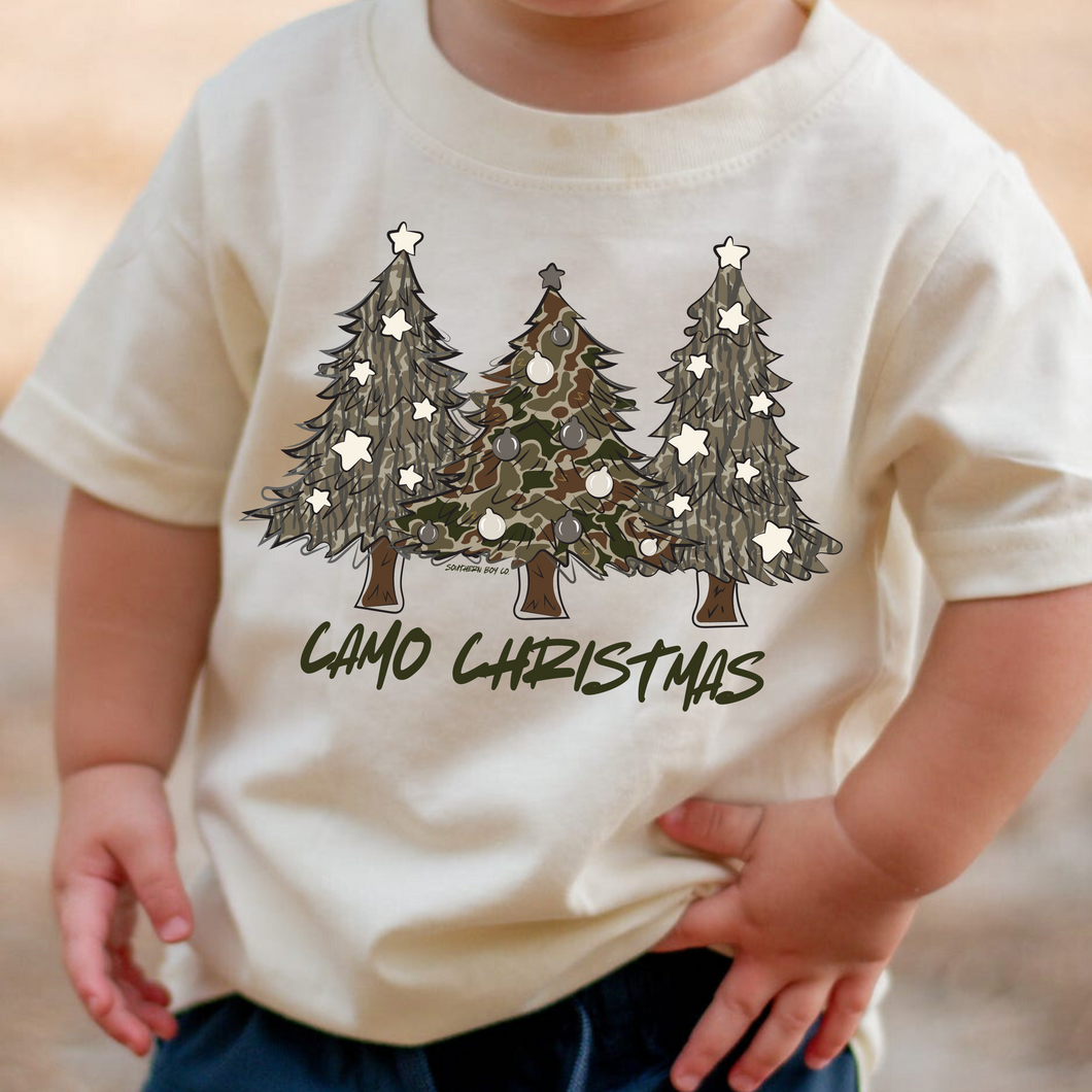 Trio Camo Christmas Trees Short Sleeve Kids Tee