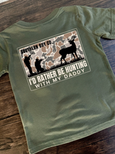 Load image into Gallery viewer, SBC Camo Deer Hunting With My Daddy Short Sleeve Kids Tee
