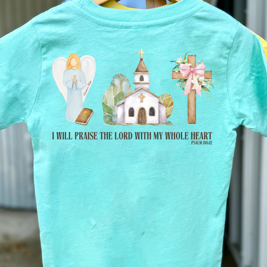 With My Whole Heart Short Sleeve Girls Tee