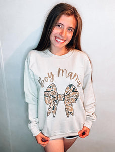 Camo Bow Boy Mama Adult Sweatshirt