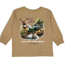 Load image into Gallery viewer, (LONG) Hunt. Fish. Farm. Repeat Long Sleeve Kids Tee
