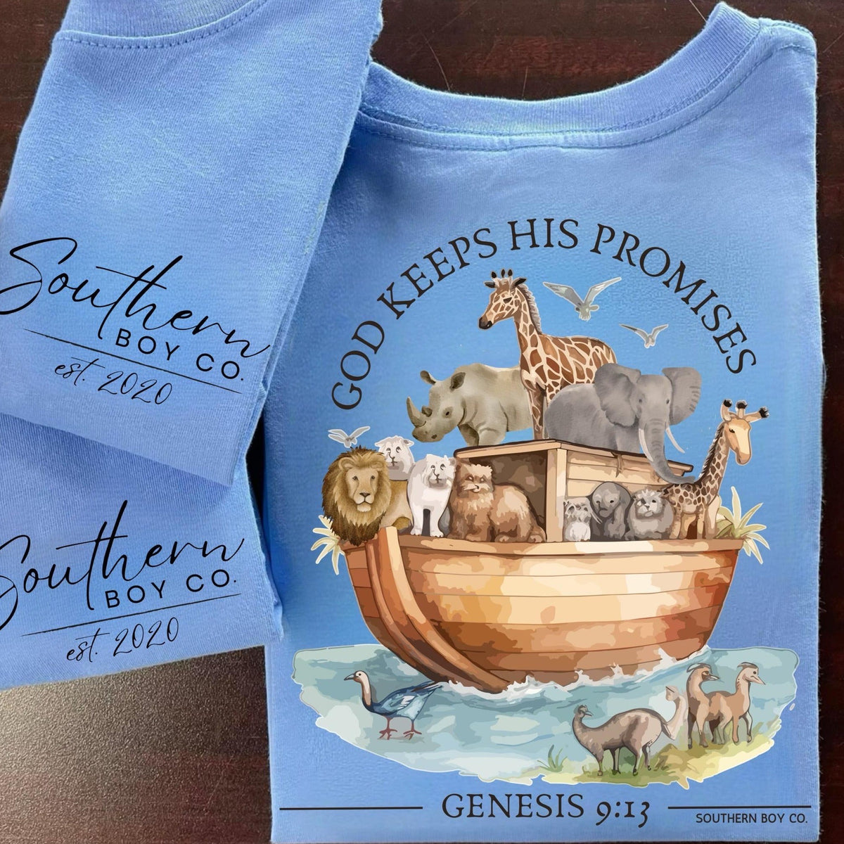 (Blue/BOYS) God's Promise (Ark) Short Sleeve Kids Tee – Southern Boy Co.