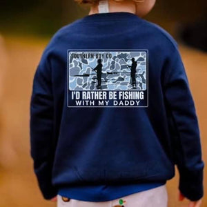 Boys Blue Camo Fishing With My Daddy Fleece Sweatshirt