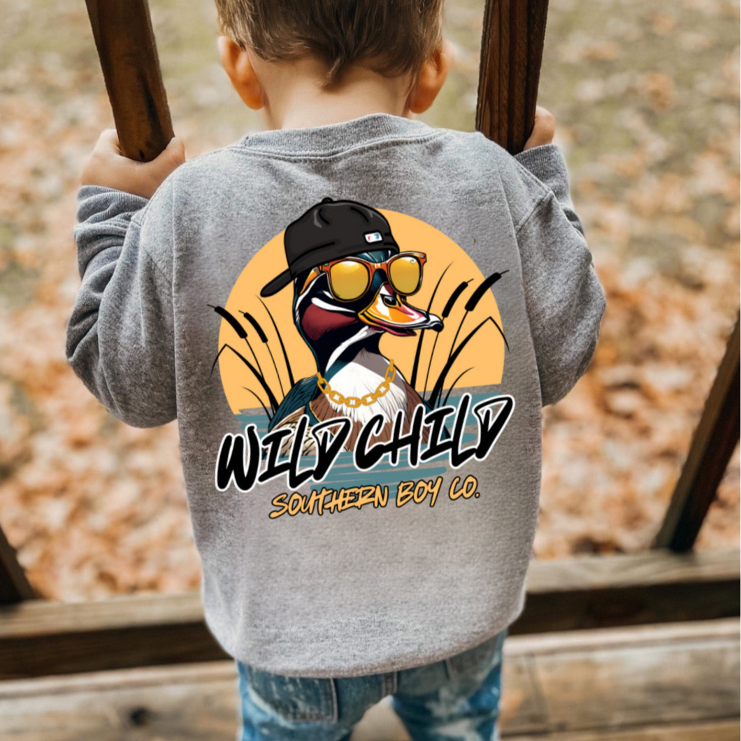 Cool Mallard Wild Child Kids Fleece Sweatshirt