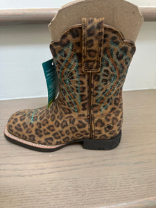 Kids Leopard Primetime Easy Fit Western Boot