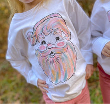 Load image into Gallery viewer, Watercolor Santa Long Sleeve Kids Tee (D)
