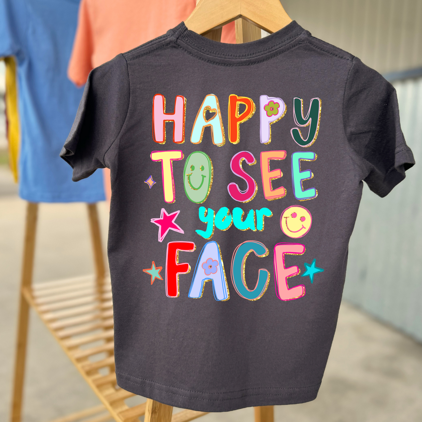 Happy to See Your Face Girl's Short Sleeve Shirt