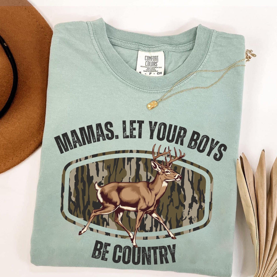 Camo Deer Boys Be Country Short Sleeve Adult Tee