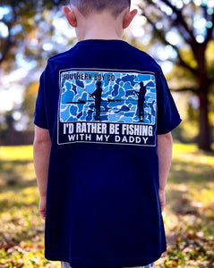 Boys Blue Camo Fishing With My Daddy Short Sleeve