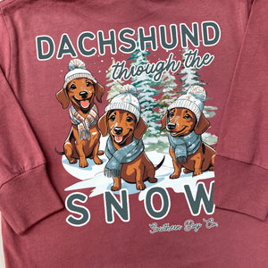 BOYS Dachshund Through The Snow Long Sleeve Tee