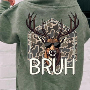 Camo Buck Bruh Kids Hoodie