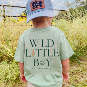 (Sage Green) Wild Little Boy Short Sleeve Kids Tee