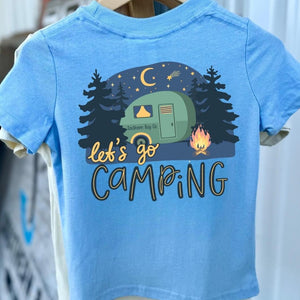 (Blue) Let’s Go Camping Short Sleeve Kids Tee