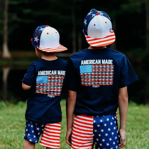 American Made Fish Flag Short Sleeve Kids Tee