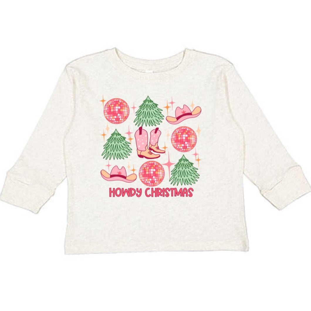 (GIRLS) Howdy Christmas Long Sleeve Kids Tee