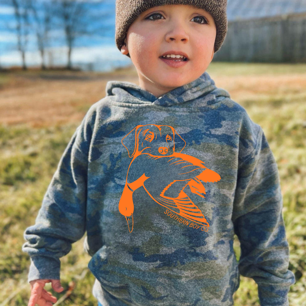 Camo Duck Dog Kids Hoodie