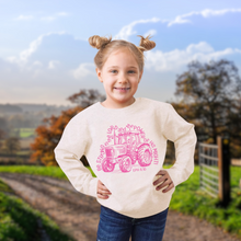 Load image into Gallery viewer, Pink Tractor Be Strong Girls Fleece Sweatshirt
