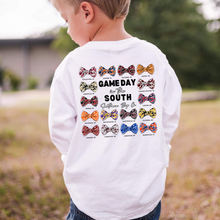 Load image into Gallery viewer, Game Day Camo Bow Ties Long Sleeve Kids Tee
