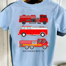 Load image into Gallery viewer, Fire Truck Trio Stack Short Sleeve Kids Tee
