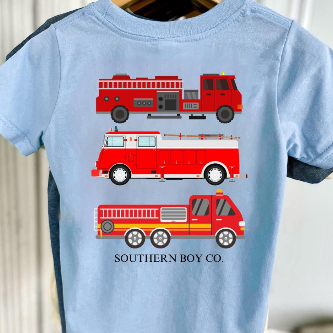 Fire Truck Trio Stack Short Sleeve Kids Tee