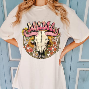 Mama Floral Skull Short Sleeve Adult Tee