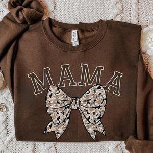 Mama Camo Bow Adult Sweatshirt