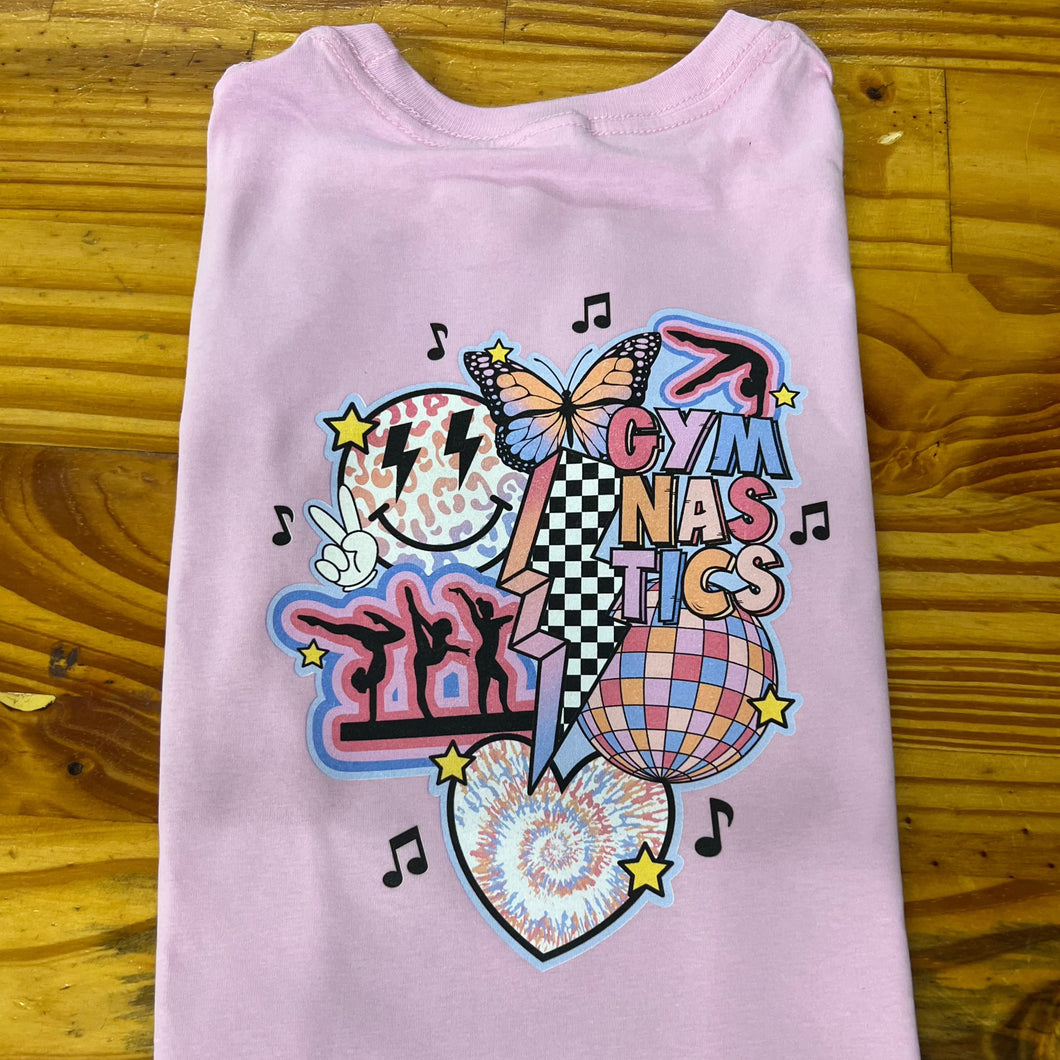 (SHORT) Pink Retro Gymnastics Short Sleeve Kids Tee