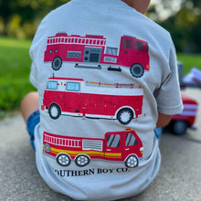 Load image into Gallery viewer, Fire Truck Trio Stack Short Sleeve Kids Tee
