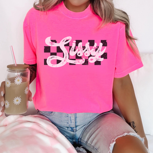 (Neon Pink) Retro Sissy Short Sleeve Adult Tee