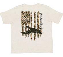 Load image into Gallery viewer, (SHORT) Heather Natural Camo Duck Flag Youth Short Sleeve Tee
