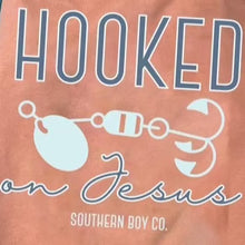 Load image into Gallery viewer, SUNSET Fishing Lure Hooked On Jesus Short Sleeve
