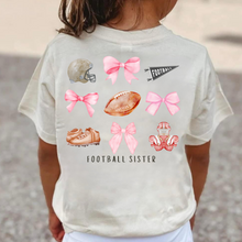 Load image into Gallery viewer, Football Sister Bows Short Sleeve Girls Tee
