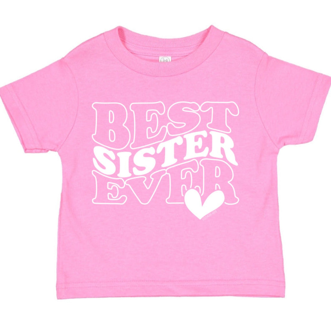 (PINK) Best Sister Ever Short Sleeve Girls Tee