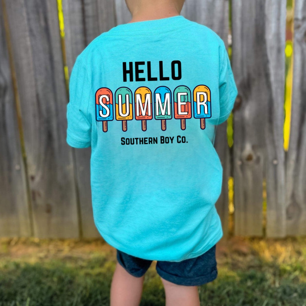 (Boys Blue) Hello Summer Popsicles Short Sleeve Kids Tee