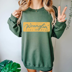 Wranglin’ Kids and Dogs Adult Sweatshirt