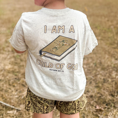 Camo I Am A Child of God Boy’s Short Sleeve Shirt