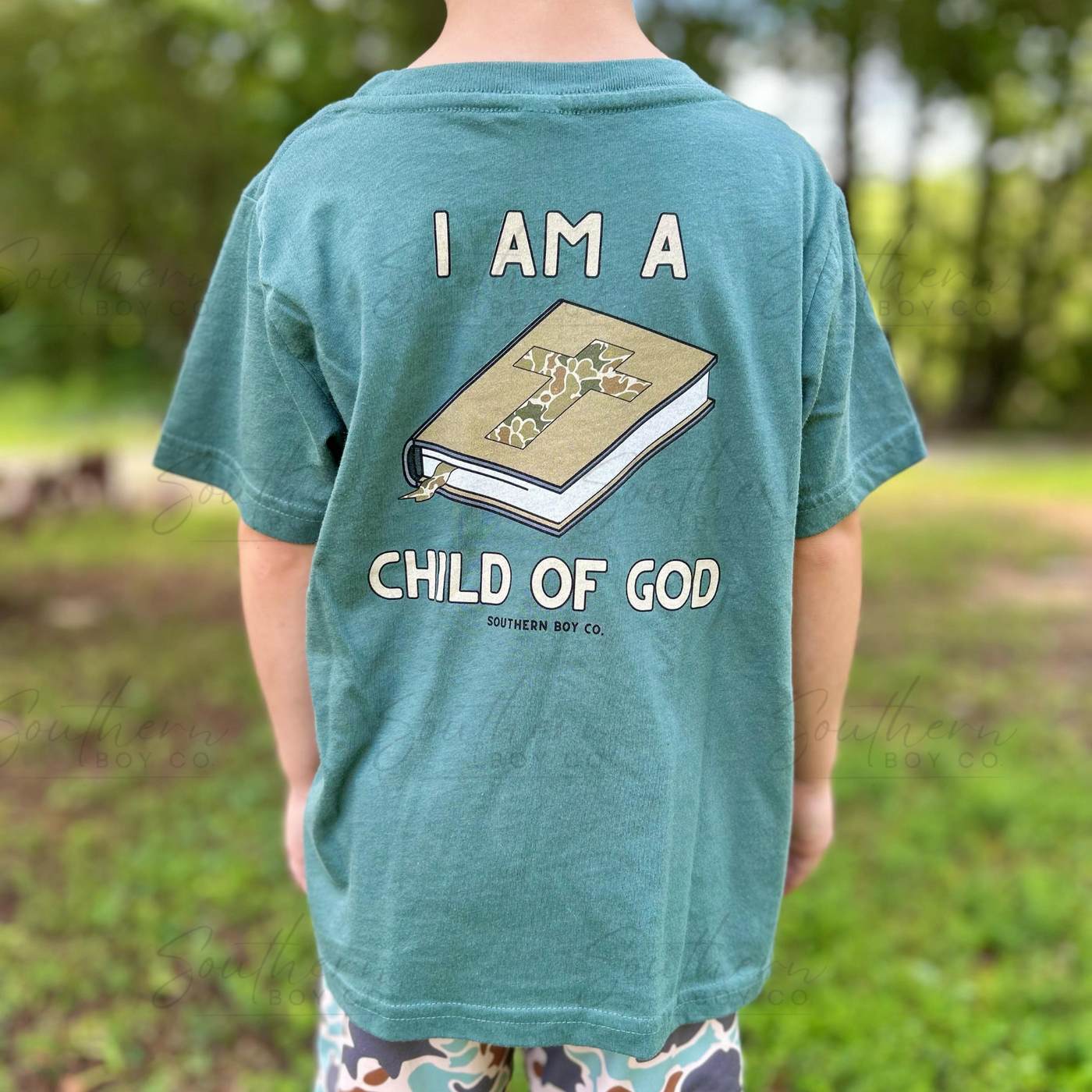 Camo I Am A Child of God Boy’s Short Sleeve Shirt