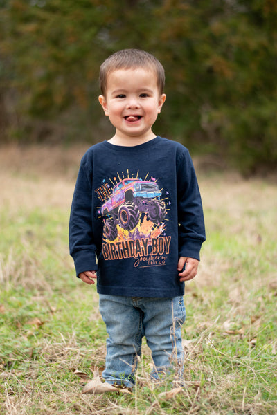 Monster Truck Birthday Boy's Long Sleeve Shirt