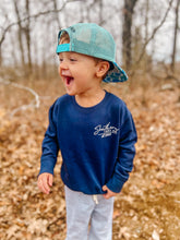 Load image into Gallery viewer, Boys Blue Camo Fishing With My Daddy Fleece Sweatshirt
