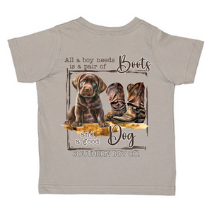 All a Boy Needs Short Sleeve Kids Tee (D)