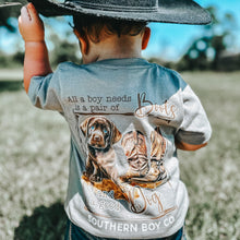 Load image into Gallery viewer, All a Boy Needs Short Sleeve Kids Tee (D)
