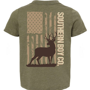 SBC Standing Buck Flag (Military Green) Short Sleeve Kids Tee