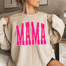 Load image into Gallery viewer, (TAN SWEATSHIRT) Pink Mama Varsity Letters Adult Sweatshirt
