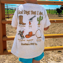 Load image into Gallery viewer, Western God Says Short Sleeve Boys Tee (D)
