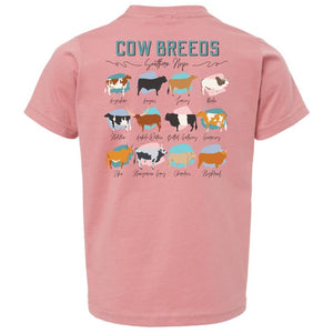 (GIRLS) Cow Breeds Short Sleeve Kids Tee (D)