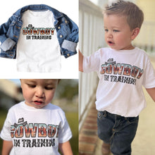 Load image into Gallery viewer, Cowboy in Training Short Sleeve Kids Tee (D)
