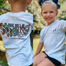 Load image into Gallery viewer, She is Strong Short Sleeve Girls Tee (D)
